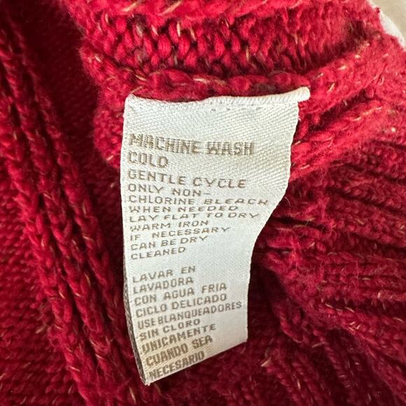 Vintage EASY SPIRIT Sweater Womens Large Red Chunky Knit Cardigan Retro 90s - Picture 7 of 11